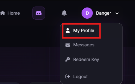 Scooby portal account dropdown open in the top right with My Profile highlighted