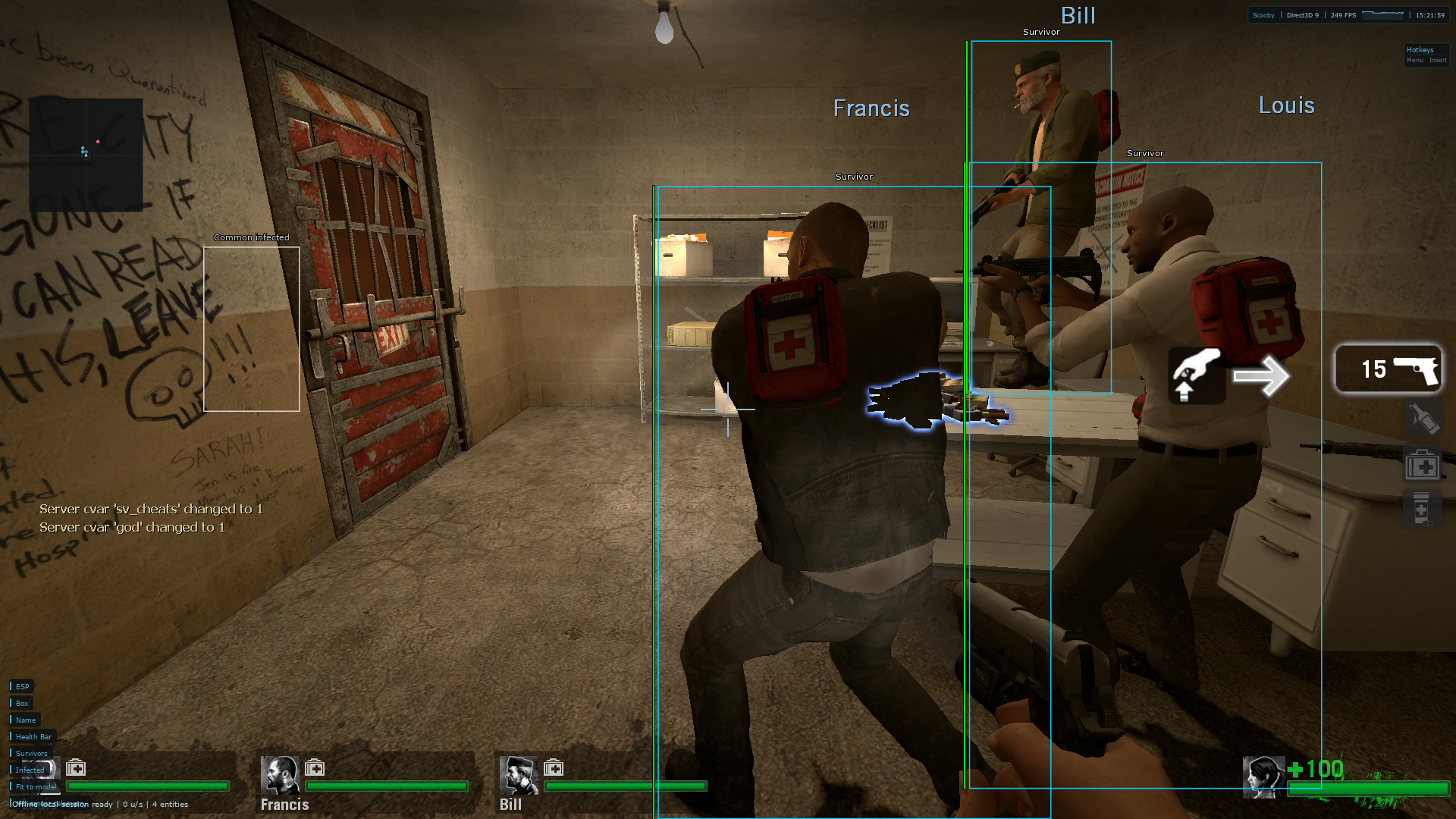 Scooby Menu preview showing survivor ESP in Left 4 Dead 1