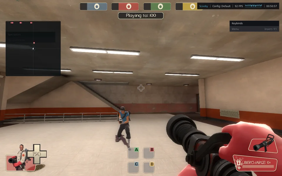TF2 Classified in-game: Medic gameplay on Hydro with the radar and keybind overlay.